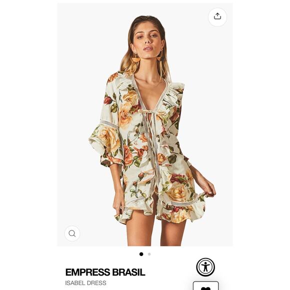 Empress Brasil Isabel Floral Ruffle Mini Dress Tie Front Size S One Size - Picture 3 of 16